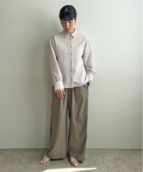 LHELBIE(レルビエ)の「レースレイヤードシャツ(Tシャツ/カットソー・レディース・ピンク/ライトグレー/ブラック・M)」の16枚目の写真