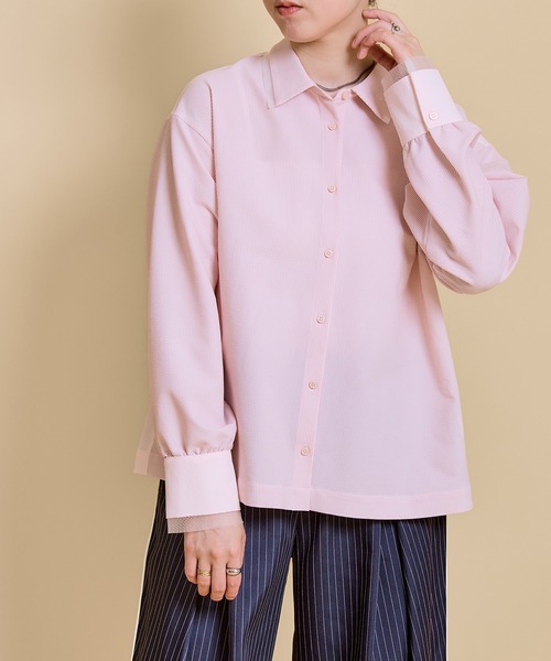 LHELBIE(レルビエ)の「レースレイヤードシャツ(Tシャツ/カットソー・レディース・ピンク/ライトグレー/ブラック・M)」の19枚目の写真