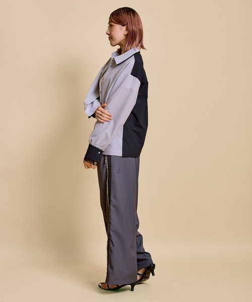 LHELBIE(レルビエ)の「レースレイヤードシャツ(Tシャツ/カットソー・レディース・ピンク/ライトグレー/ブラック・M)」の10枚目の写真
