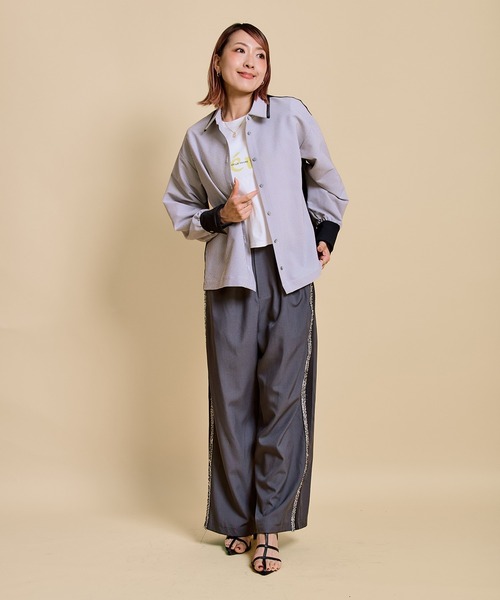 LHELBIE(レルビエ)の「レースレイヤードシャツ(Tシャツ/カットソー・レディース・ピンク/ライトグレー/ブラック・M)」の8枚目の写真
