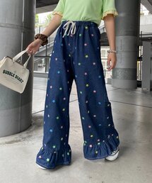 HELLO.SANFRANCISCO | 【HELLO.SANFRANCISCO】裾フリル星柄刺繍デニム(デニムパンツ)