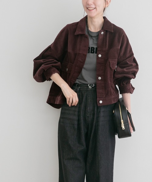 ITEMS URBANRESEARCH（アイテムズ アーバンリサーチ）の「コーデュロイジャケット（カバーオール・レディース・ホワイト系その他/レッド系その他/チャコールグレー・FREE）」の3枚目の写真