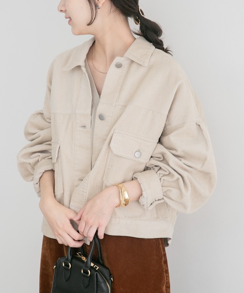 ITEMS URBANRESEARCH（アイテムズ アーバンリサーチ）の「コーデュロイジャケット（カバーオール・レディース・ホワイト系その他/レッド系その他/チャコールグレー・FREE）」の5枚目の写真