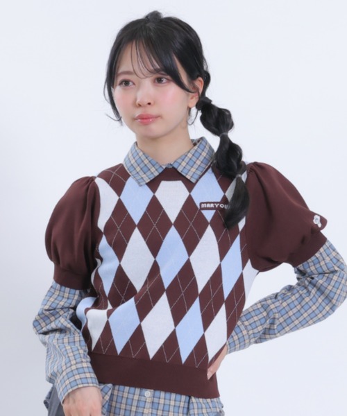 MARY QUANT（マリークワント）の「アーガイルニット プルオーバー（Tシャツ/カットソー・レディース・ブラック/アイボリー/ブラウン・M）」の3枚目の写真