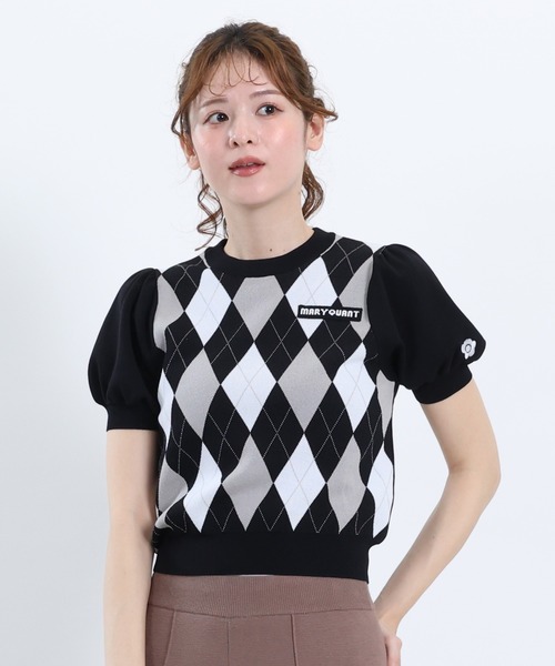MARY QUANT（マリークワント）の「アーガイルニット プルオーバー（Tシャツ/カットソー・レディース・ブラック/アイボリー/ブラウン・M）」の2枚目の写真
