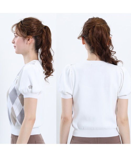 MARY QUANT（マリークワント）の「アーガイルニット プルオーバー（Tシャツ/カットソー・レディース・ブラック/アイボリー/ブラウン・M）」の5枚目の写真
