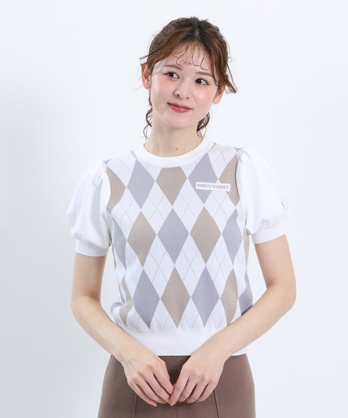 MARY QUANT（マリークワント）の「アーガイルニット プルオーバー（Tシャツ/カットソー・レディース・ブラック/アイボリー/ブラウン・M）」の9枚目の写真