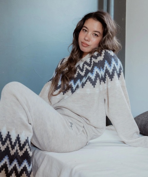 ROXY(ロキシー)の「ROXY SILVER GARDEN TOPS フェアアイル柄ニットセーター 【2026年秋冬モデル】/ロキシーセットアップ対応可(ニット/セーター・レディース・ブルー/オートミール/ベージュ・SMALL/MEDIUM/LARGE)」の2枚目の写真