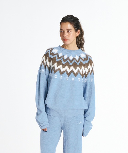 ROXY(ロキシー)の「ROXY SILVER GARDEN TOPS フェアアイル柄ニットセーター 【2026年秋冬モデル】/ロキシーセットアップ対応可(ニット/セーター・レディース・ブルー/オートミール/ベージュ・SMALL/MEDIUM/LARGE)」の3枚目の写真