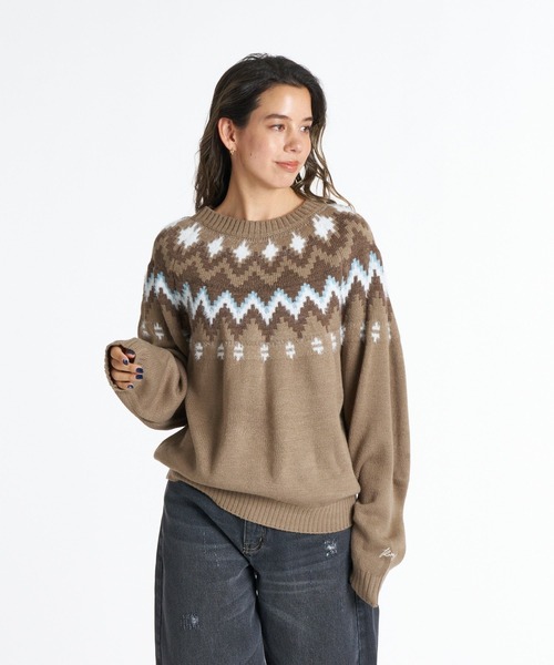 ROXY(ロキシー)の「ROXY SILVER GARDEN TOPS フェアアイル柄ニットセーター 【2026年秋冬モデル】/ロキシーセットアップ対応可(ニット/セーター・レディース・ブルー/オートミール/ベージュ・SMALL/MEDIUM/LARGE)」の22枚目の写真