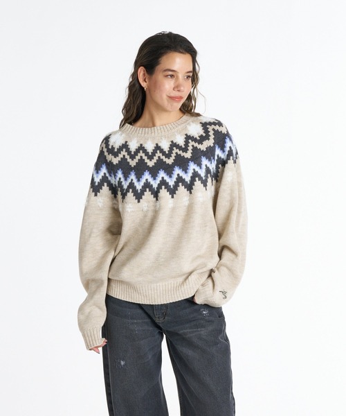 ROXY(ロキシー)の「ROXY SILVER GARDEN TOPS フェアアイル柄ニットセーター 【2026年秋冬モデル】/ロキシーセットアップ対応可(ニット/セーター・レディース・ブルー/オートミール/ベージュ・SMALL/MEDIUM/LARGE)」の10枚目の写真