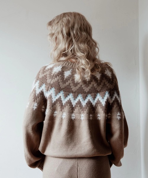ROXY(ロキシー)の「ROXY SILVER GARDEN TOPS フェアアイル柄ニットセーター 【2026年秋冬モデル】/ロキシーセットアップ対応可(ニット/セーター・レディース・ブルー/オートミール/ベージュ・SMALL/MEDIUM/LARGE)」の20枚目の写真