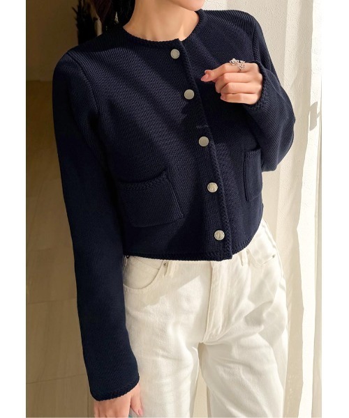 LUDICRUM(ルーディクルム)の「LD Knit jacket(カーディガン/ボレロ・レディース・ネイビー/ピンク・FREE)」の1枚目の写真