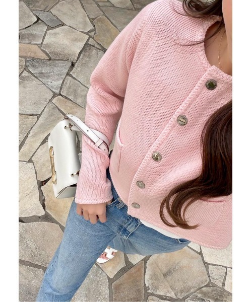 LUDICRUM(ルーディクルム)の「LD Knit jacket(カーディガン/ボレロ・レディース・ネイビー/ピンク・FREE)」の2枚目の写真