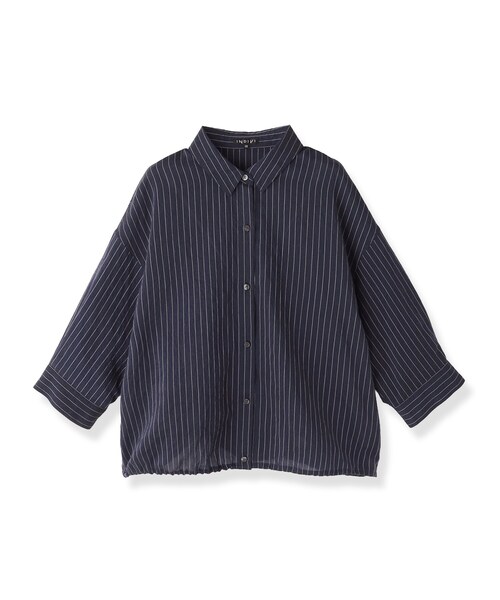 INDIVI（インディヴィ）の「【シアー／7分袖】体型カバーゆったりシャツ（シャツ/ブラウス・レディース・ネイビー系2/ブルー系7/ピンク系その他・05/13/15 /34/38）」の4枚目の写真