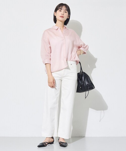 INDIVI（インディヴィ）の「【シアー／7分袖】体型カバーゆったりシャツ（シャツ/ブラウス・レディース・ネイビー系2/ブルー系7/ピンク系その他・05/13/15 /34/38）」の7枚目の写真