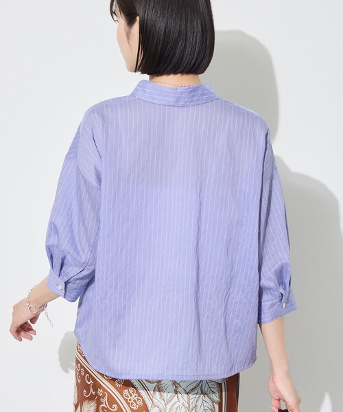 INDIVI（インディヴィ）の「【シアー／7分袖】体型カバーゆったりシャツ（シャツ/ブラウス・レディース・ネイビー系2/ブルー系7/ピンク系その他・05/13/15 /34/38）」の9枚目の写真