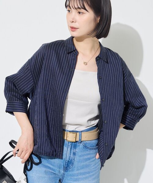 INDIVI（インディヴィ）の「【シアー／7分袖】体型カバーゆったりシャツ（シャツ/ブラウス・レディース・ネイビー系2/ブルー系7/ピンク系その他・05/13/15 /34/38）」の13枚目の写真