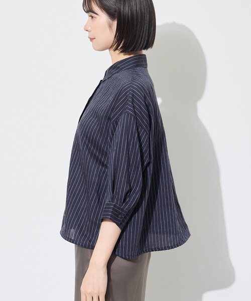 INDIVI（インディヴィ）の「【シアー／7分袖】体型カバーゆったりシャツ（シャツ/ブラウス・レディース・ネイビー系2/ブルー系7/ピンク系その他・05/13/15 /34/38）」の18枚目の写真