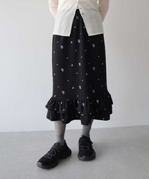 フラワープリントフリルスカート