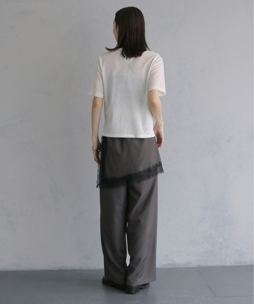 &g'aime(アンジェム)の「【&g'aime 】シアーベロアハーフスリーブトップス Sheer Velour Half-Sleeve Top(Tシャツ/カットソー・レディース・オフホワイト/ブラウン/ブラック・FREE)」の7枚目の写真