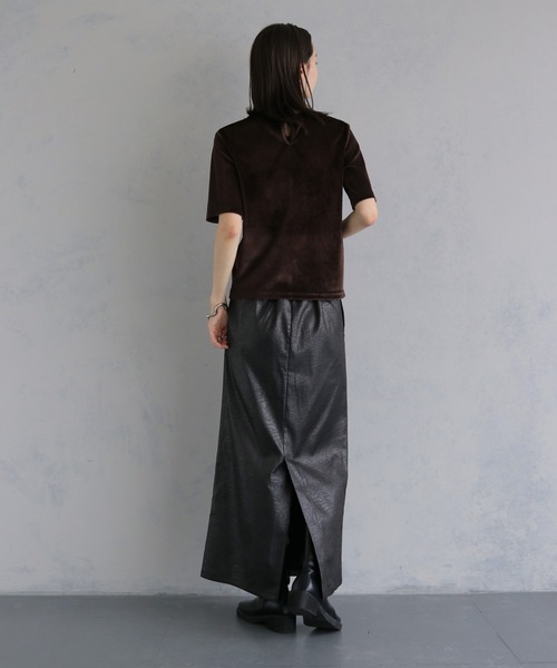 &g'aime(アンジェム)の「【&g'aime 】シアーベロアハーフスリーブトップス Sheer Velour Half-Sleeve Top(Tシャツ/カットソー・レディース・オフホワイト/ブラウン/ブラック・FREE)」の18枚目の写真