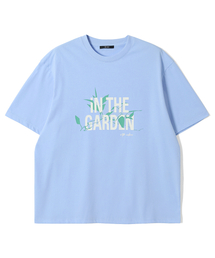 男性レタリングアートワークハーフスリーブ半袖Tシャツ (SKY BLUE) (HCRSTA1)