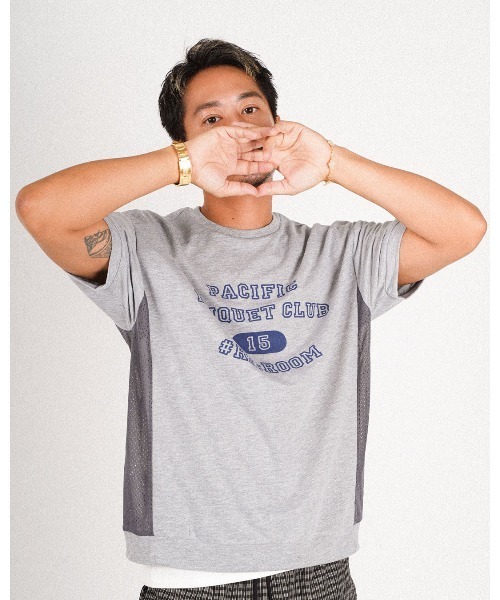 #Re:room(リルーム)の「メッシュスイッチングスウェットTシャツ(Tシャツ/カットソー・メンズ・グレー/ブラック/ネイビー・M-L/S-M)」の4枚目の写真