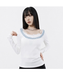 RL FRILL SLEEVE TEE(WHITE)