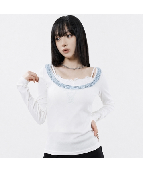 LUVISTRUE(ラヴイズトゥルー)の「RL FRILL SLEEVE TEE(WHITE)(Tシャツ/カットソー・レディース・その他・FREE)」の1枚目の写真