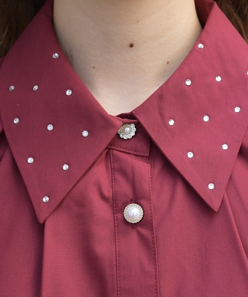 axes femme(アクシーズファム)の「タックデザイン七分袖シャツ(シャツ/ブラウス・レディース・ブルーグリーン/ホワイト/ワイン・FREE)」の10枚目の写真