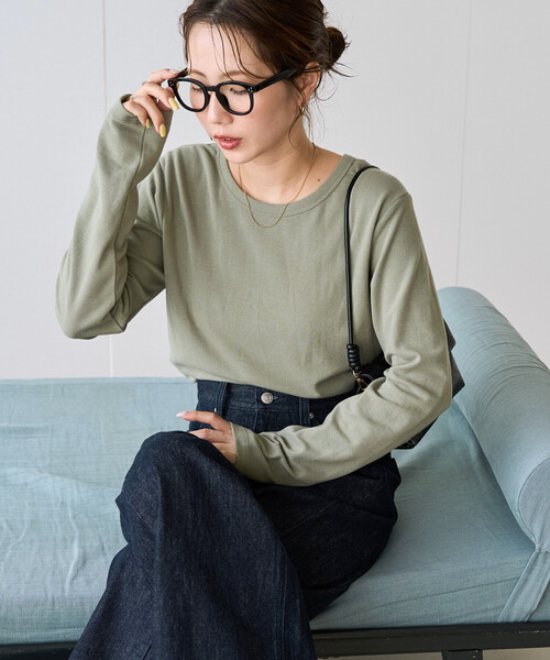 FREAK'S STORE(フリークスストア)の「限定展開 ヘビーウェイト ロングスリーブ Tシャツ(Tシャツ/カットソー・レディース・オリーブ/ピンク/ブラック/ブラウン/オフホワイト/ネイビー・LARGE/MEDIUM/SMALL)」の4枚目の写真