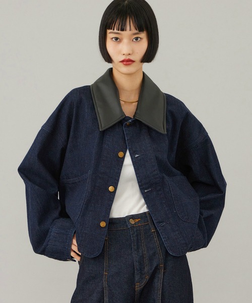 Lee(リー)の「SHORT LOCO JACKET / ショートロコジャケット(カバーオール・レディース・インディゴブルー/ブラウン・SMALL/MEDIUM)」の1枚目の写真