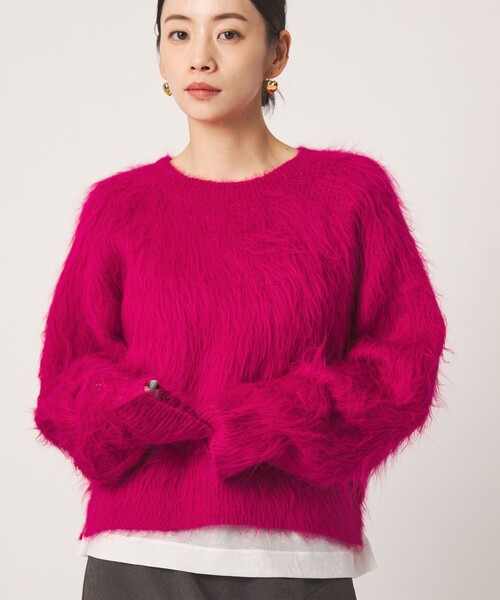 CITEN（シテン）の「＜CITEN＞シャギーニット（ニット/セーター・レディース・ダークグレー/ロイヤルブルー/オリーブ/ピンク・FREE）」の4枚目の写真
