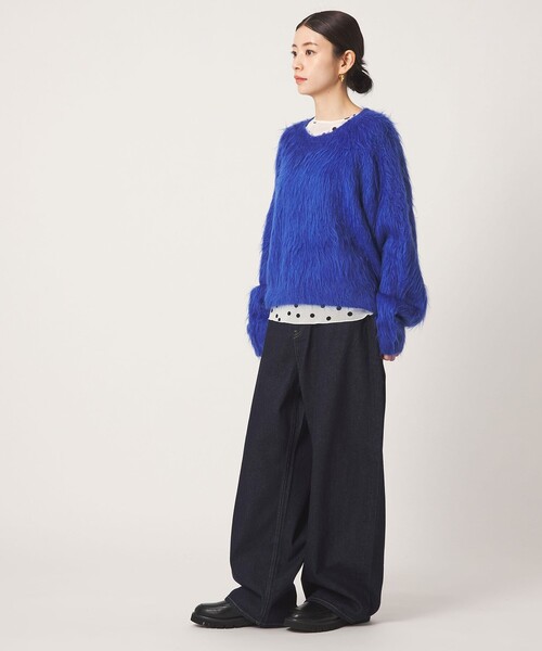CITEN（シテン）の「＜CITEN＞シャギーニット（ニット/セーター・レディース・ダークグレー/ロイヤルブルー/オリーブ/ピンク・FREE）」の12枚目の写真
