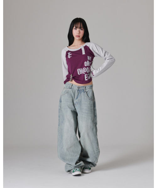 ESCAPEFROM（エスケープフロム）の「ESCF ピクセルタイポプリントサイドスナップロングスリーブパープル（Tシャツ/カットソー・レディース・その他・MEDIUM）」の5枚目の写真