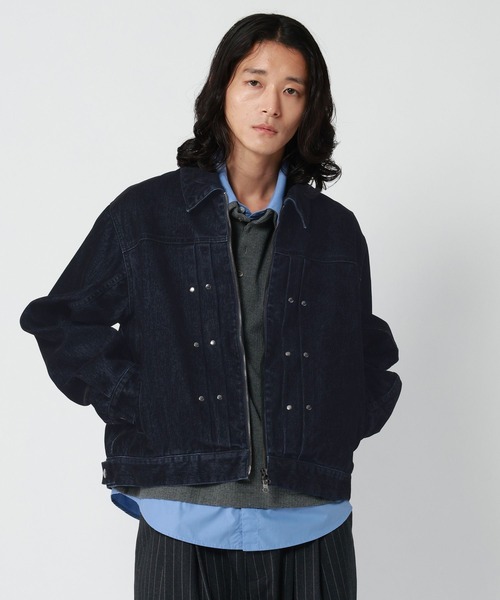 RAGEBLUE(レイジブルー)の「FLOCK PRINTED COMPACT DENIM JACKET/フロッキー加工コンパクトデニムジャケット(デニムジャケット・メンズ・グレー/ネイビー/ワインレッド・MEDIUM/LARGE)」の2枚目の写真