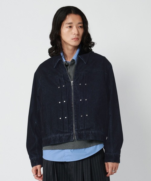 RAGEBLUE(レイジブルー)の「FLOCK PRINTED COMPACT DENIM JACKET/フロッキー加工コンパクトデニムジャケット(デニムジャケット・メンズ・グレー/ネイビー/ワインレッド・MEDIUM/LARGE)」の4枚目の写真