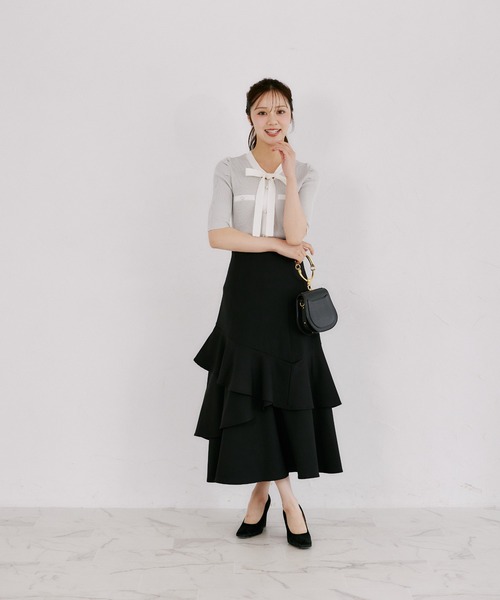 tocco closet(トッコ クローゼット)の「バックレースアップアシメフリルマーメイドスカート(スカート・レディース・ブラック/グレー/チェック・M)」の11枚目の写真