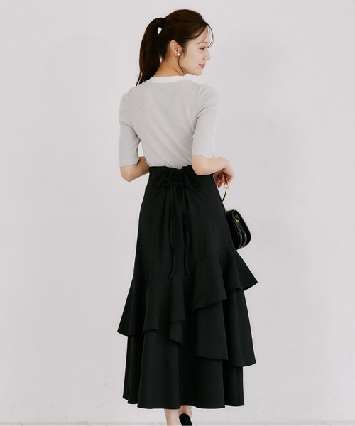 tocco closet(トッコ クローゼット)の「バックレースアップアシメフリルマーメイドスカート(スカート・レディース・ブラック/グレー/チェック・M)」の8枚目の写真