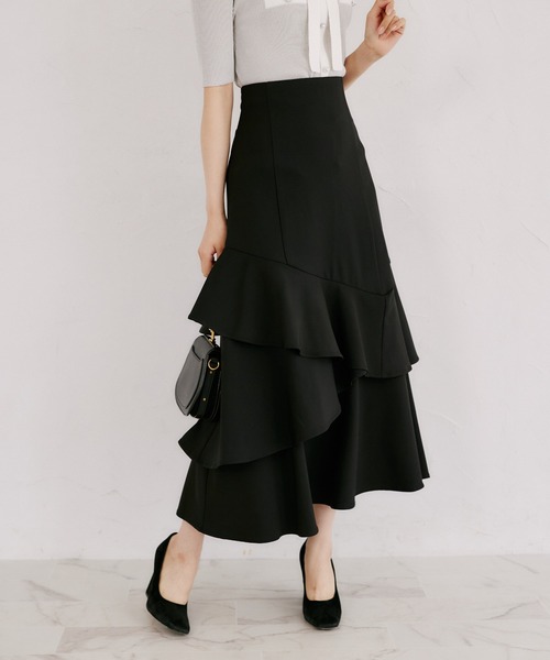 tocco closet(トッコ クローゼット)の「バックレースアップアシメフリルマーメイドスカート(スカート・レディース・ブラック/グレー/チェック・M)」の9枚目の写真