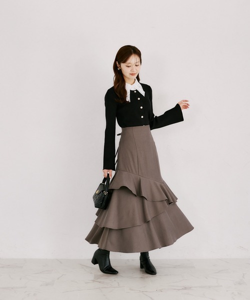 tocco closet(トッコ クローゼット)の「バックレースアップアシメフリルマーメイドスカート(スカート・レディース・ブラック/グレー/チェック・M)」の15枚目の写真