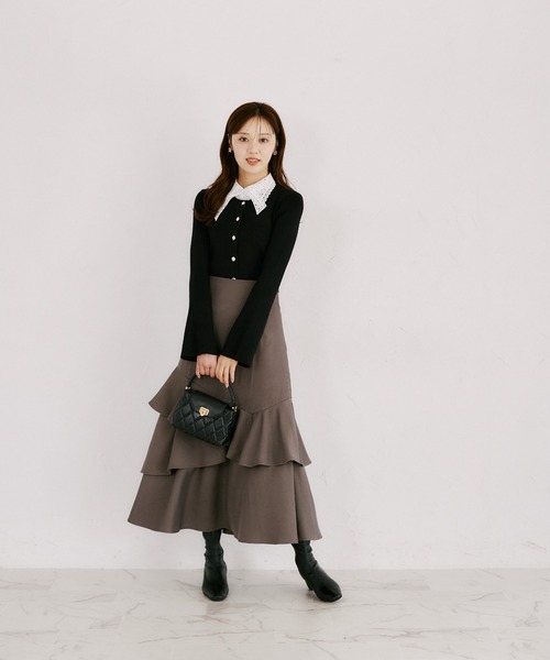 tocco closet(トッコ クローゼット)の「バックレースアップアシメフリルマーメイドスカート(スカート・レディース・ブラック/グレー/チェック・M)」の13枚目の写真