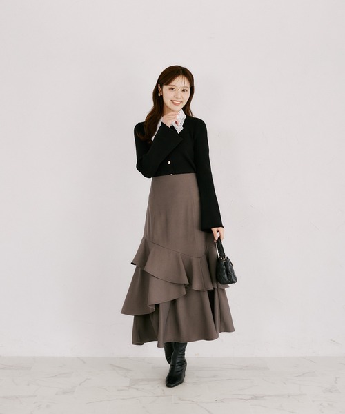 tocco closet(トッコ クローゼット)の「バックレースアップアシメフリルマーメイドスカート(スカート・レディース・ブラック/グレー/チェック・M)」の12枚目の写真
