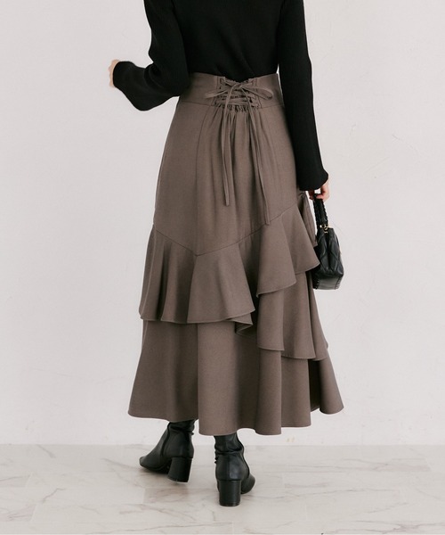 tocco closet(トッコ クローゼット)の「バックレースアップアシメフリルマーメイドスカート(スカート・レディース・ブラック/グレー/チェック・M)」の19枚目の写真