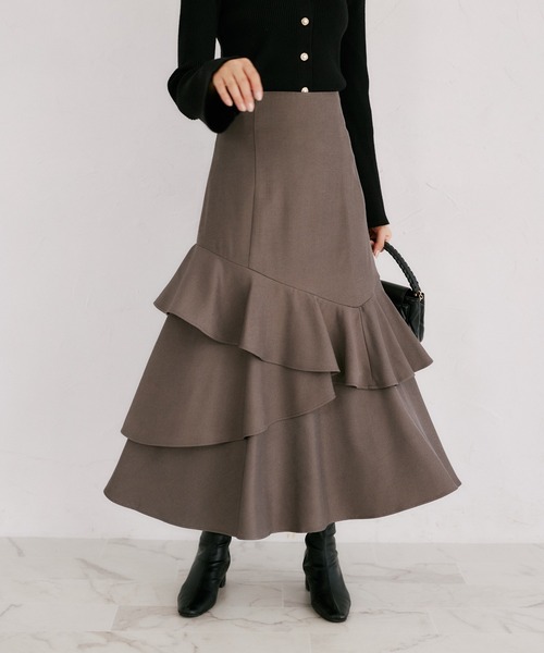tocco closet(トッコ クローゼット)の「バックレースアップアシメフリルマーメイドスカート(スカート・レディース・ブラック/グレー/チェック・M)」の18枚目の写真