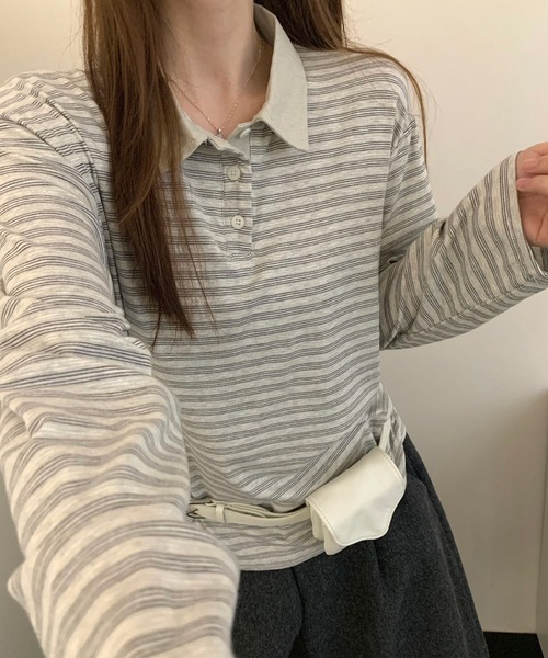 HALEY PESCA(ヘーリーペスカ)の「HALEY PESCA/ベーシック ボーダーポロトップス(ポロシャツ・レディース・その他2/その他1/その他3・FREE)」の2枚目の写真