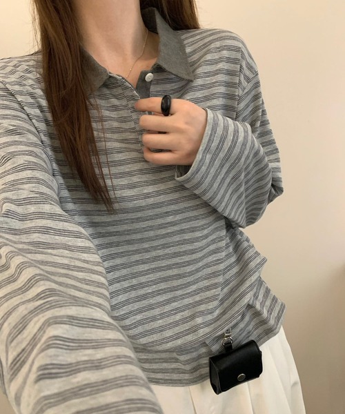 HALEY PESCA(ヘーリーペスカ)の「HALEY PESCA/ベーシック ボーダーポロトップス(ポロシャツ・レディース・その他2/その他1/その他3・FREE)」の3枚目の写真