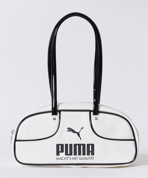PUMA(プーマ)の「PUMA/プーマ 1976 FLUTE GRIP BAG PUMA フルートグリップバッグ ウエストポーチ エナメル ロゴ カジュアルバック ユニセックス アウトドア 2026秋冬 秋服 冬服(ボディバッグ/ウエストポーチ・レディース・ホワイト/ブラック・FREE)」の1枚目の写真