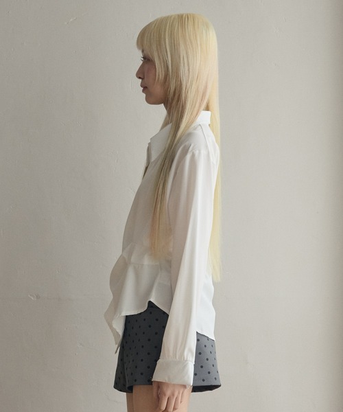 LiLIN(リリン)の「カシュクールアシンメトリーシャツ / wrap asymmetric shirt(シャツ/ブラウス・レディース・ブルー/ホワイト・FREE)」の6枚目の写真